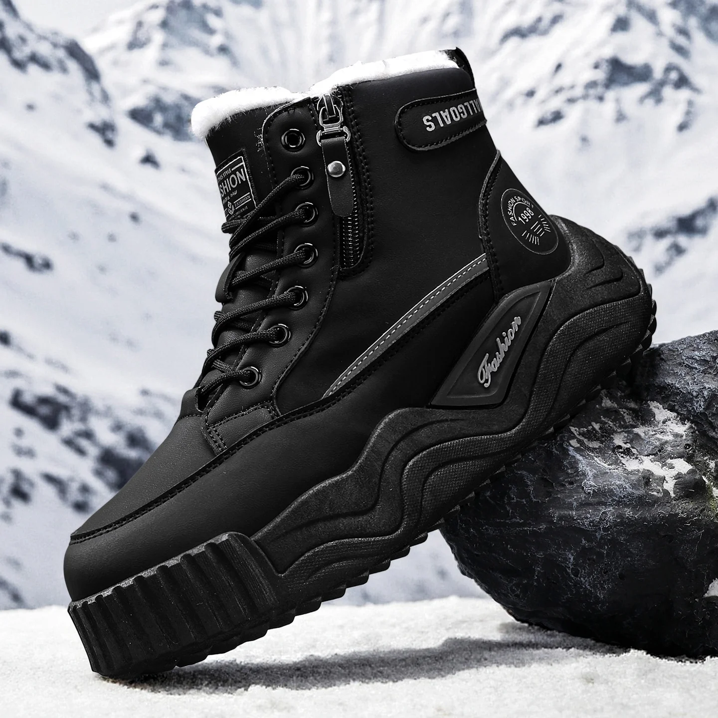 

Men's Winter High-Top Snow Boots | Fleece-Lined Warm Cotton Shoes | Thick-Soled Non-Slip Wear-Resistant