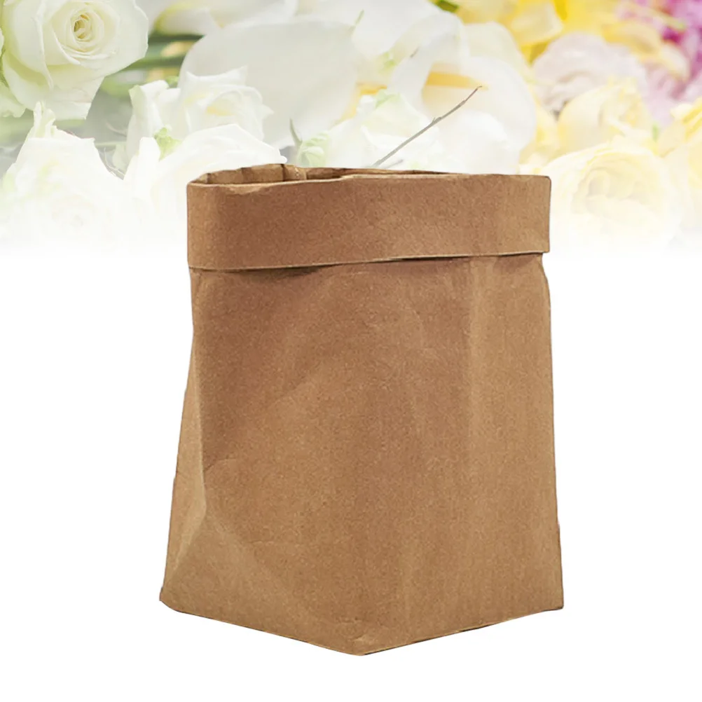 

Kraft Paper Flowerpot -Friendly Biodegradable Washable Durable Planter Bag For Decoration Storage Organizer
