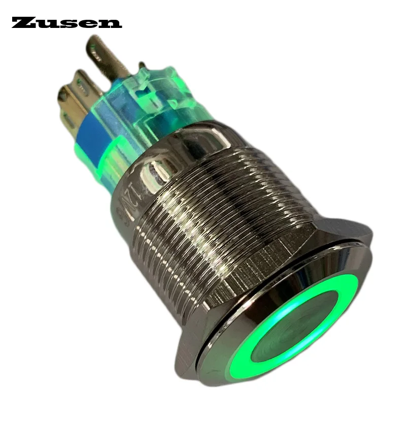 

19 мм кольцо освещенное Запуск автомобильного двигателя 1NO1NC, мгновенное скольжение, строгание (Строгание/R/12V/IP65)