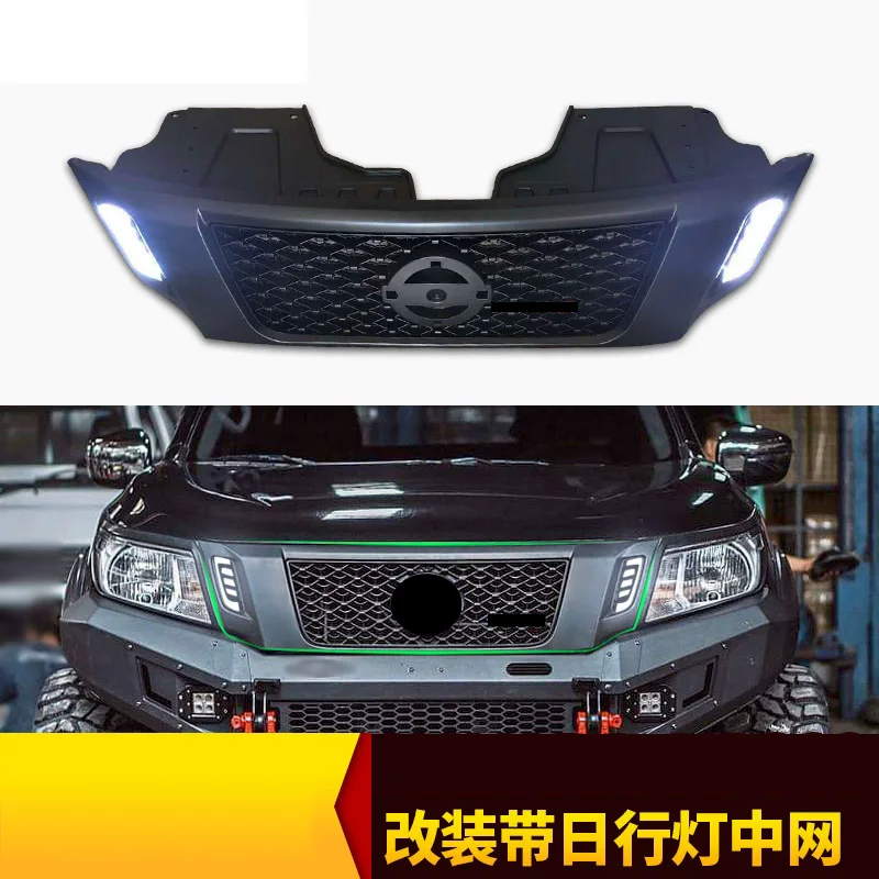 Car Front Bumper Grill with light For Nissan Navara NP300 modified Mask Net Radiator body Kit Car Accessories