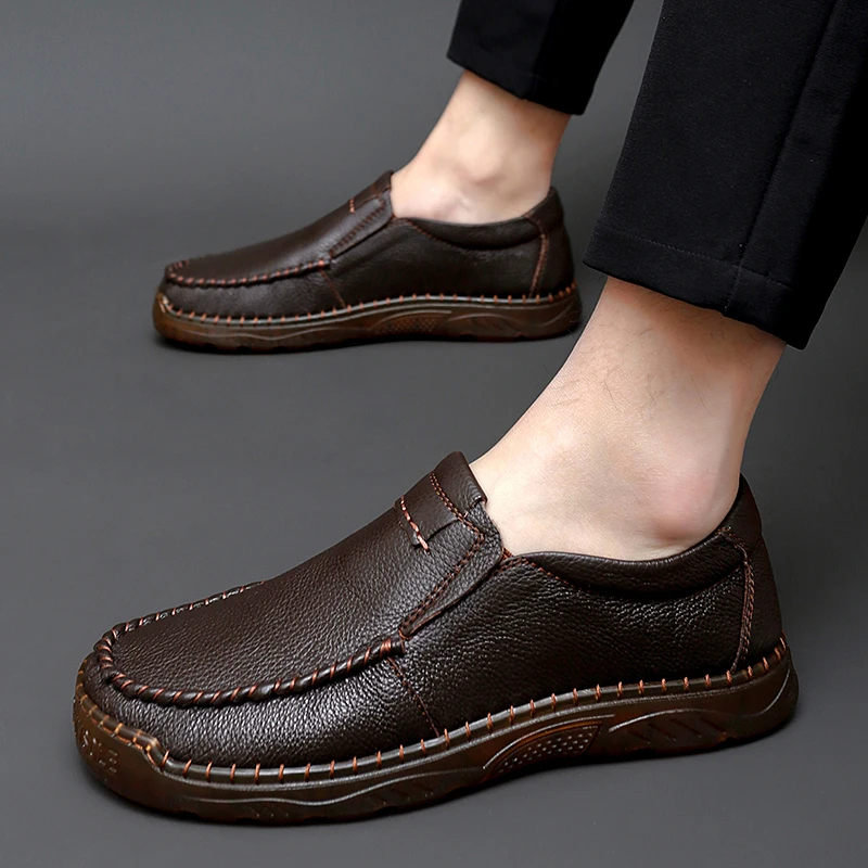 Golden Sapling Man Loafers Genuine Leather Moccasins Business Men\'s Casual Shoes Retro Designer Driving Flats Party Social Shoe