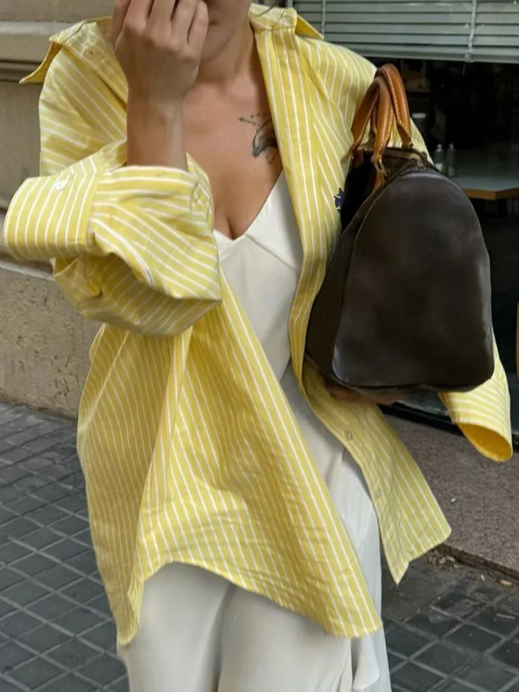 Neues lässiges gestreiftes Damen-Shirt für Herbst und Winter, Damenbekleidung, Oberteile für Damen, Bluse für Damen, Streetwear, Shoujo-Kleidung