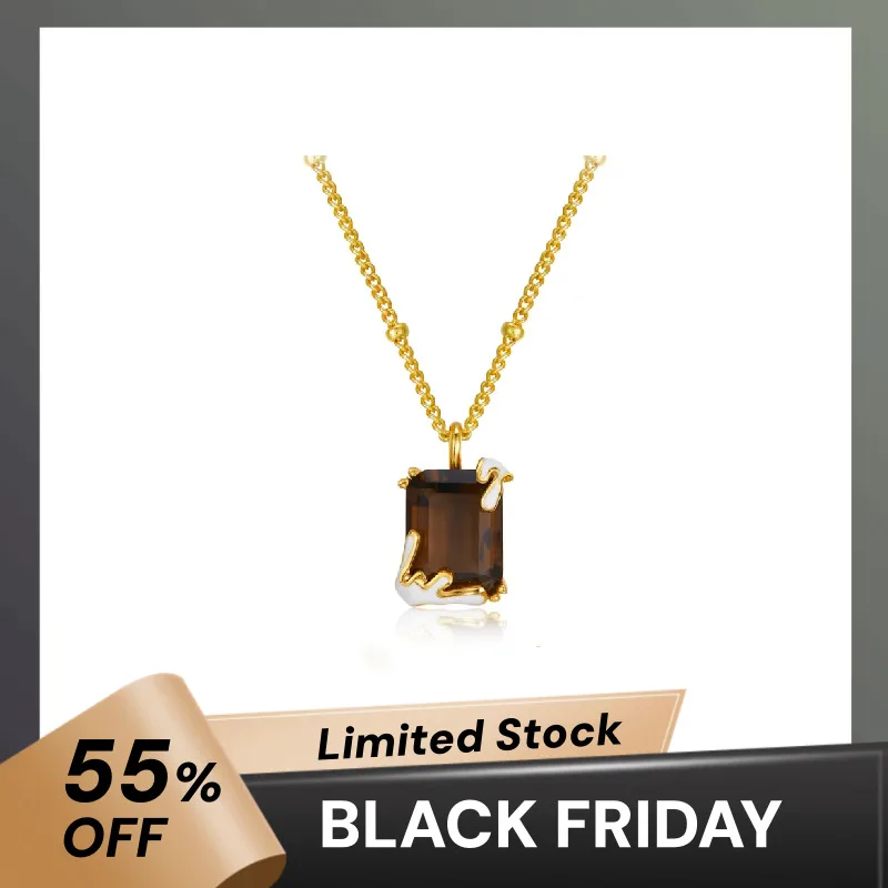 

CLEARANCE натуральный дымчатый кварц стерлингового серебра 925 пробы позолоченный кулон ожерелье женские минималистичные геометрические кристаллы ожерелья