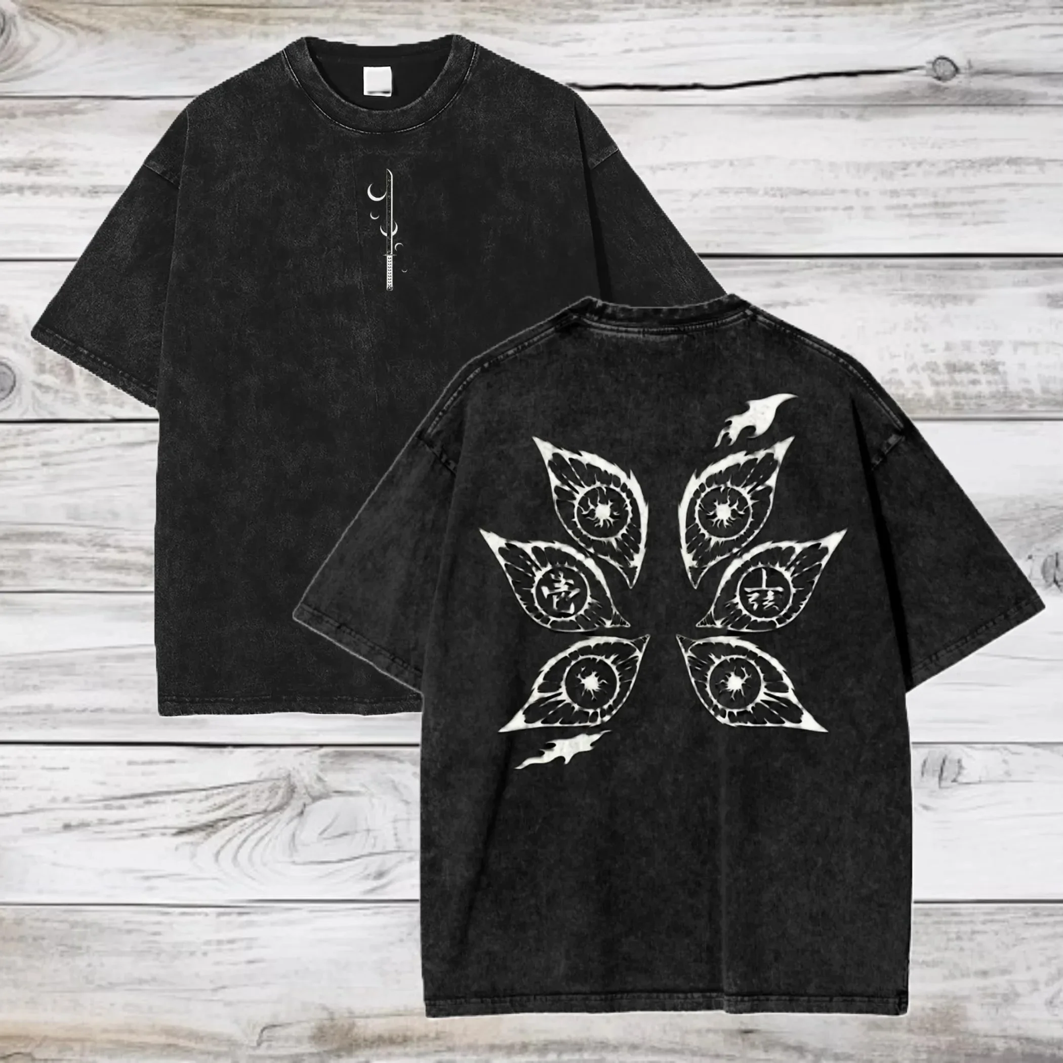 Japanische Anime Demon Slayer Kokushibo Grafik-T-Shirts für Herren und Damen, reine Baumwollkleidung, Harajuku Y2K Streetwear Oberteile