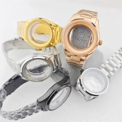 39.5mm Rose Gold SUB Stainless Steel Watch Case Set + Metal Strap GS Mechanical Case Sapphire Glass for NH35/NH36/4R35A Movement