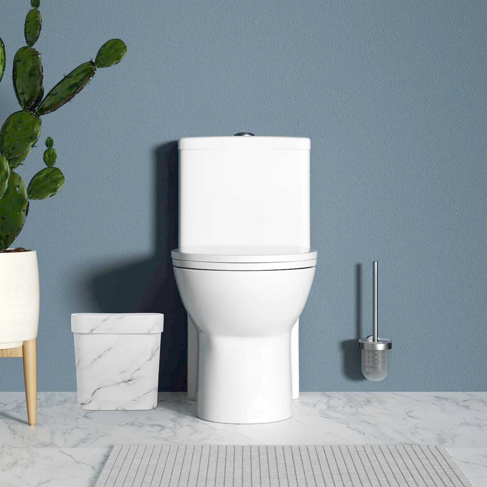 

1Pcs Versatile Marble Trash Can For Bathroom Kitchen Stylish Decorative Waste Bin Slim Designed Household Garbage Container
