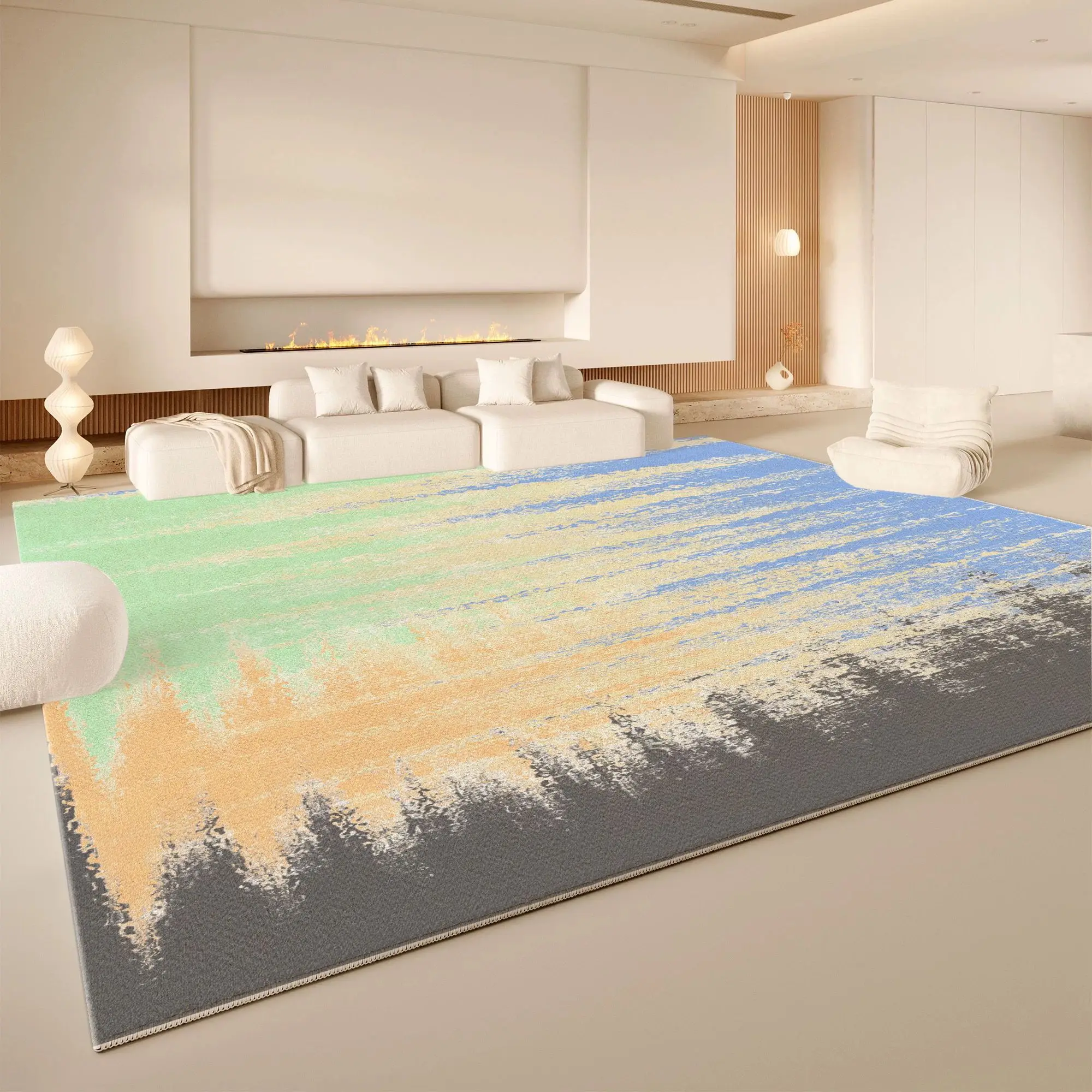 VIKAMA Gradient Forest Abstract Area Rug Non Slip Washable Large Living Room Carpet Neutral Modern Sofa Floor Decor Rug