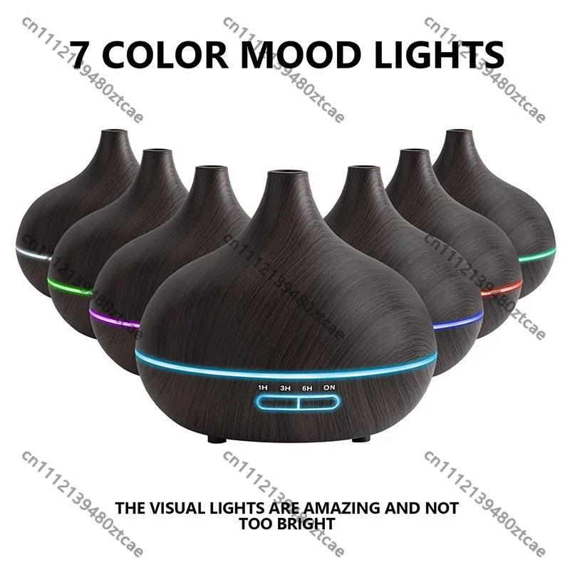 550ml Wood Grain USB Aroma Diffuser 7 Color LED Light Remote Control Essential Oil Air Humidifier