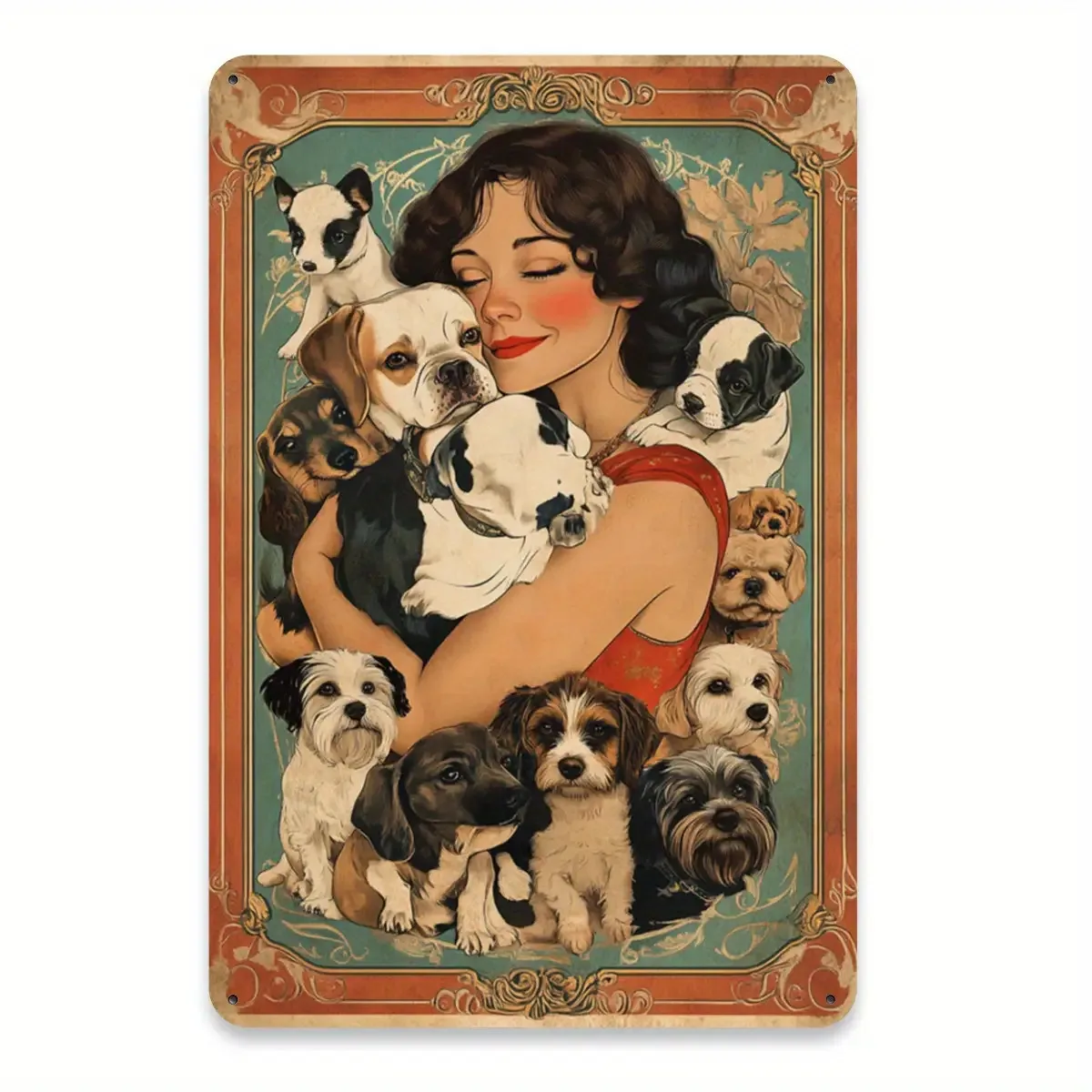 CIFBUY Retro 1950s Farmhouse Aluminum Wall Art Waterproof Dog Lady Metal Sign For Home Cafe Garage Decor Durable Iron Hanging
