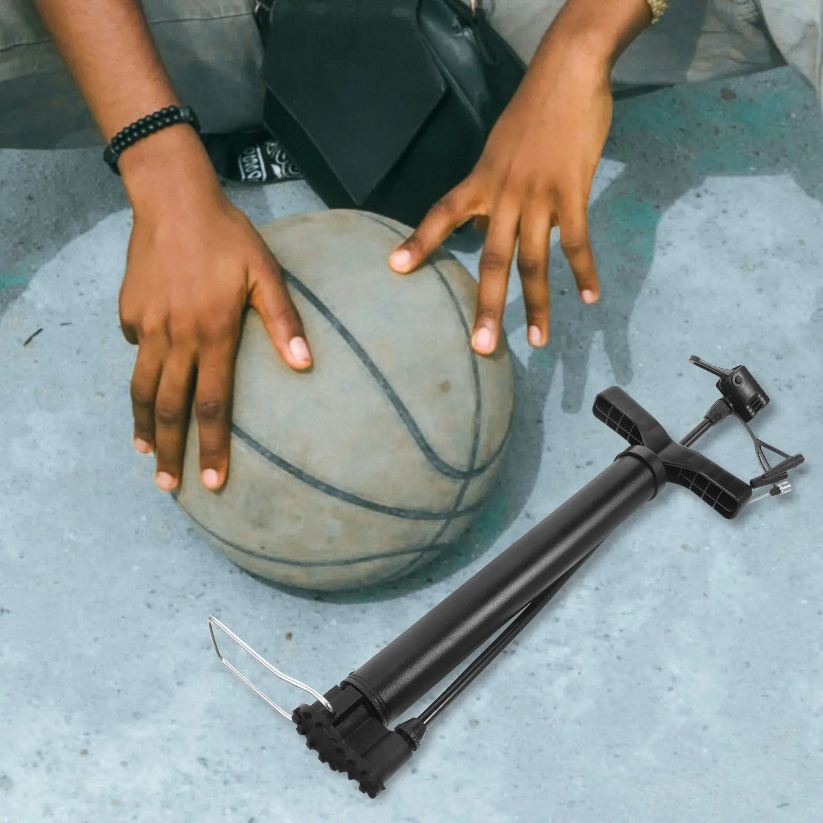 

Portable Steel Air Pump Basketball Ball Tire Inflator Handheld Basketball Soccer Yoga Ball Balloon Pump Outdoor Use