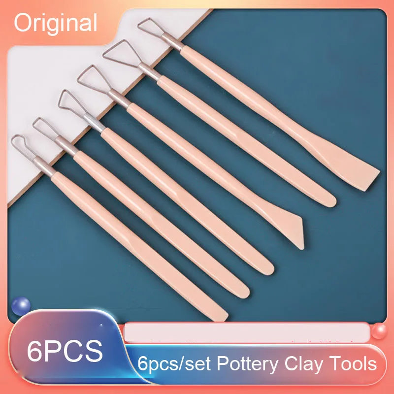 6PCS Plastic Body Metal Head Carving Sculpture Pottery Clay Kits Art Supplies for school kids