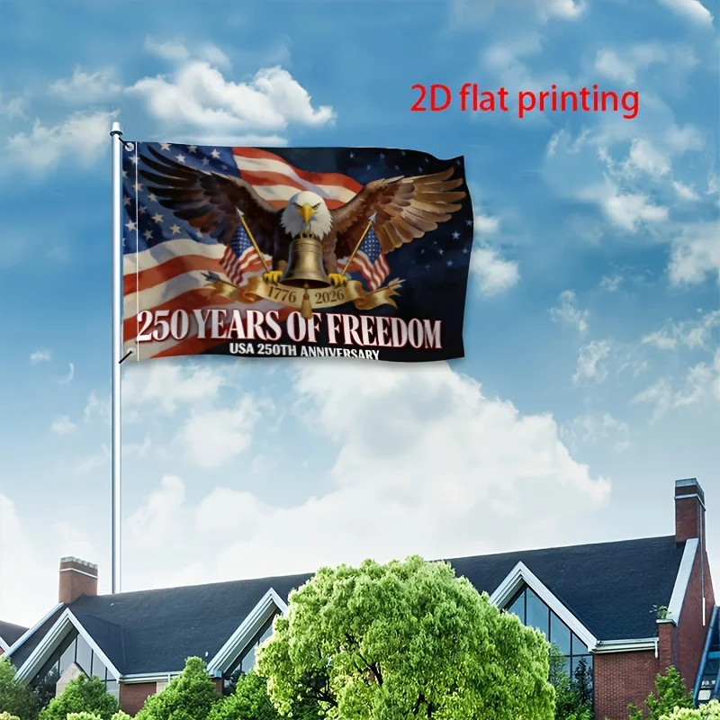 250 Years of Freedom USA Anniversary Eagle Bell Flag 1pc Single-Sided Outdoor Courtyard Banner