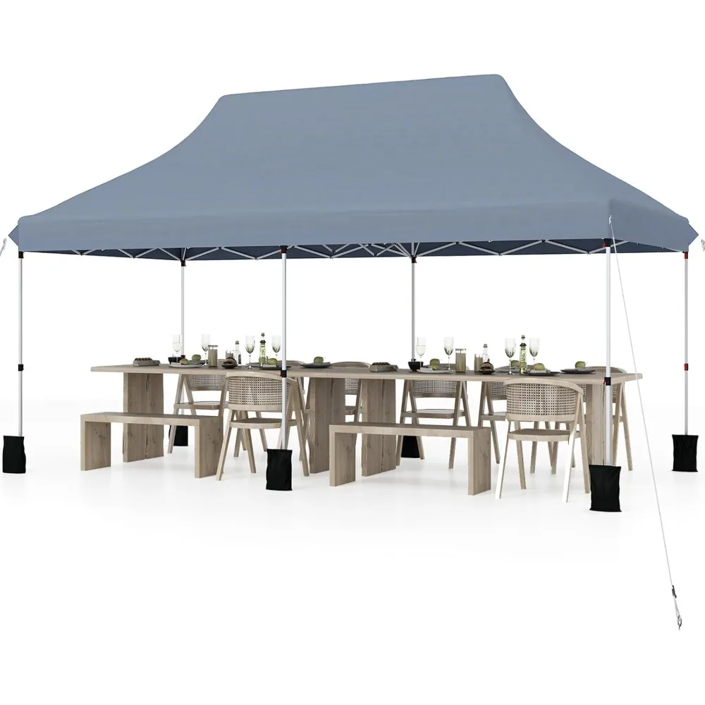 10x20 Ft Pop Up Canopy, Instant Setup Canopy Tent with 12 Stakes & 6 Ropes, UPF 50+ Portable Outdoor Canopy with Carrying Bag f