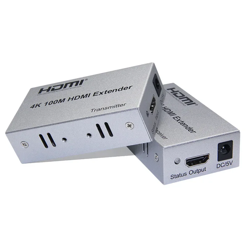 4K 30Hz HDMI Extender over Cat5e/6 Cable 100M HDMI Video Ethernet Extender Transmitter Receiver Kit for NVR PC Loptop Monitor TV