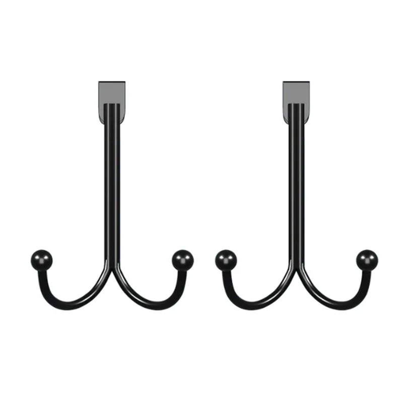 Metal Hole-Free Christmas Wreath Door Rear Hook Multi-Functional Bedroom Double Hook Household Clothing Hat Storage Rack Hanger