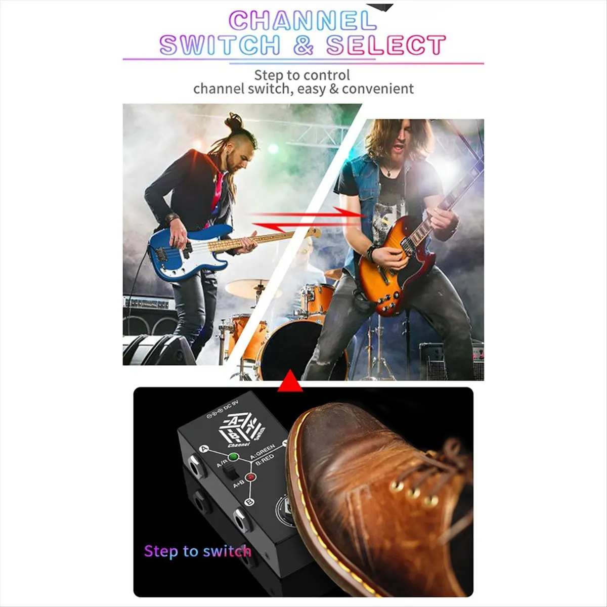 [AD12] Channel Electric Guitar Pedal Instrument Universal ABY Line Selector Guitar Effector ABY Dual Channel Line Selection