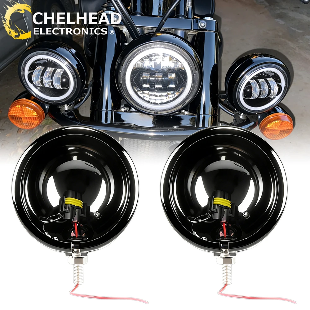 

Motorcycle Lights Housing Shell 4.5inch Bucket Moto Fog Signal Lamp Bracket Cover Mounting Scooter Accessories