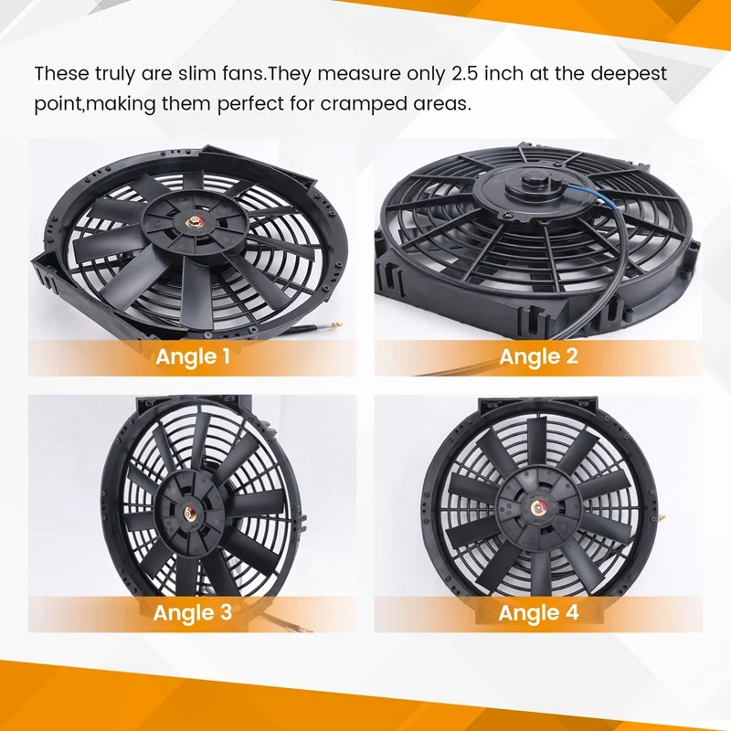 10 Inch 12V 80W 2100Rpm Universal Straight Black Blade Electric Cooling Radiator Tank Fan Mounting Kit