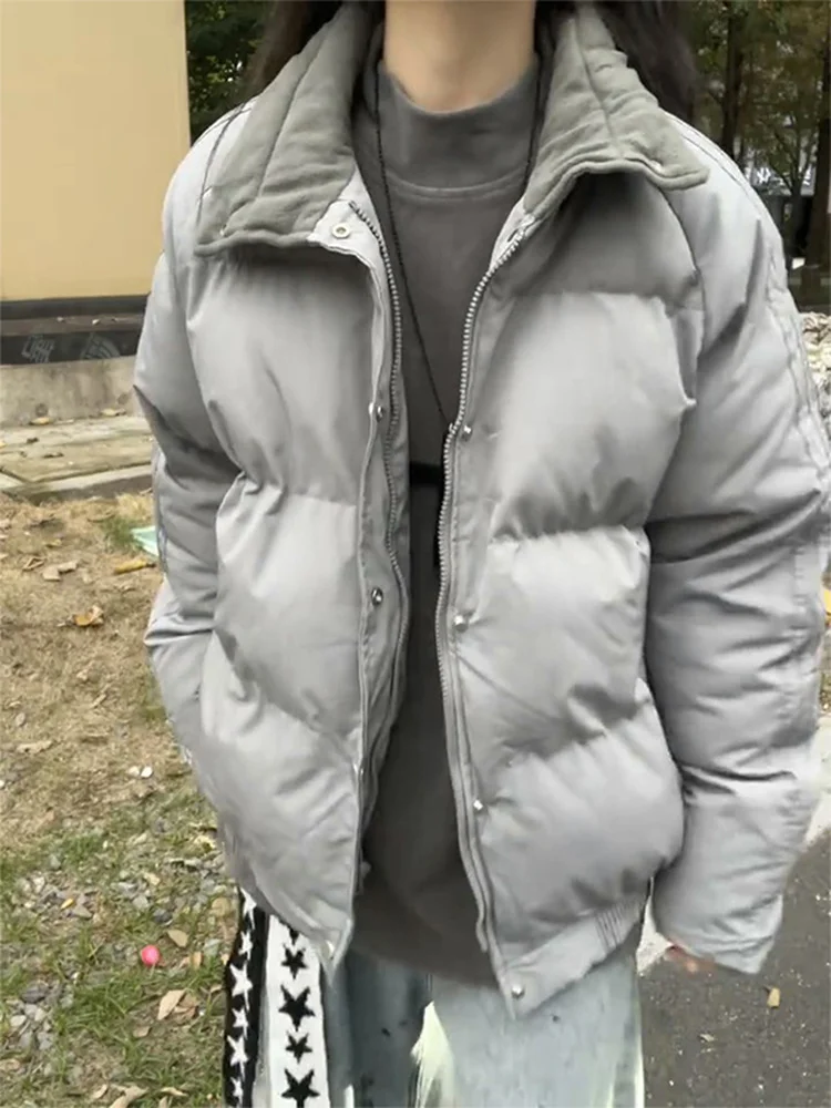 

Мужская утепленная хлопковая куртка American Style с отложным воротником, в стиле колор-блок, повседневная, универсальная, зимняя верхняя одежда, хлопковое пальто-пуховик