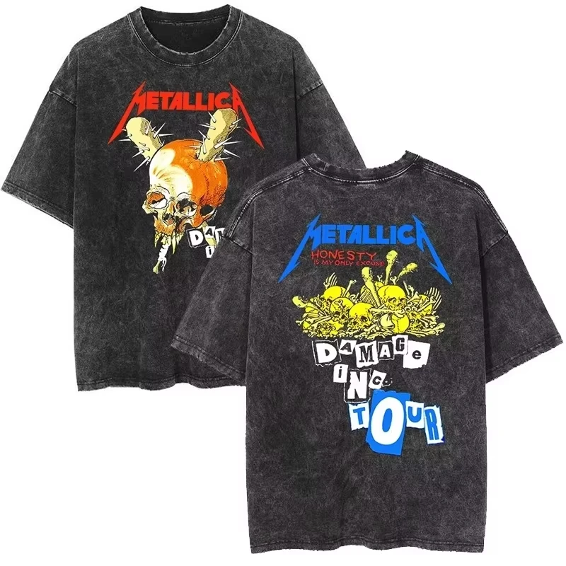 2026 Sommer Seltenes Metallica Rock Band Vintage Washed T-Shirt – Retro High-End Luxus für Damen und Herren Y2K T-Shirts – Detail 12