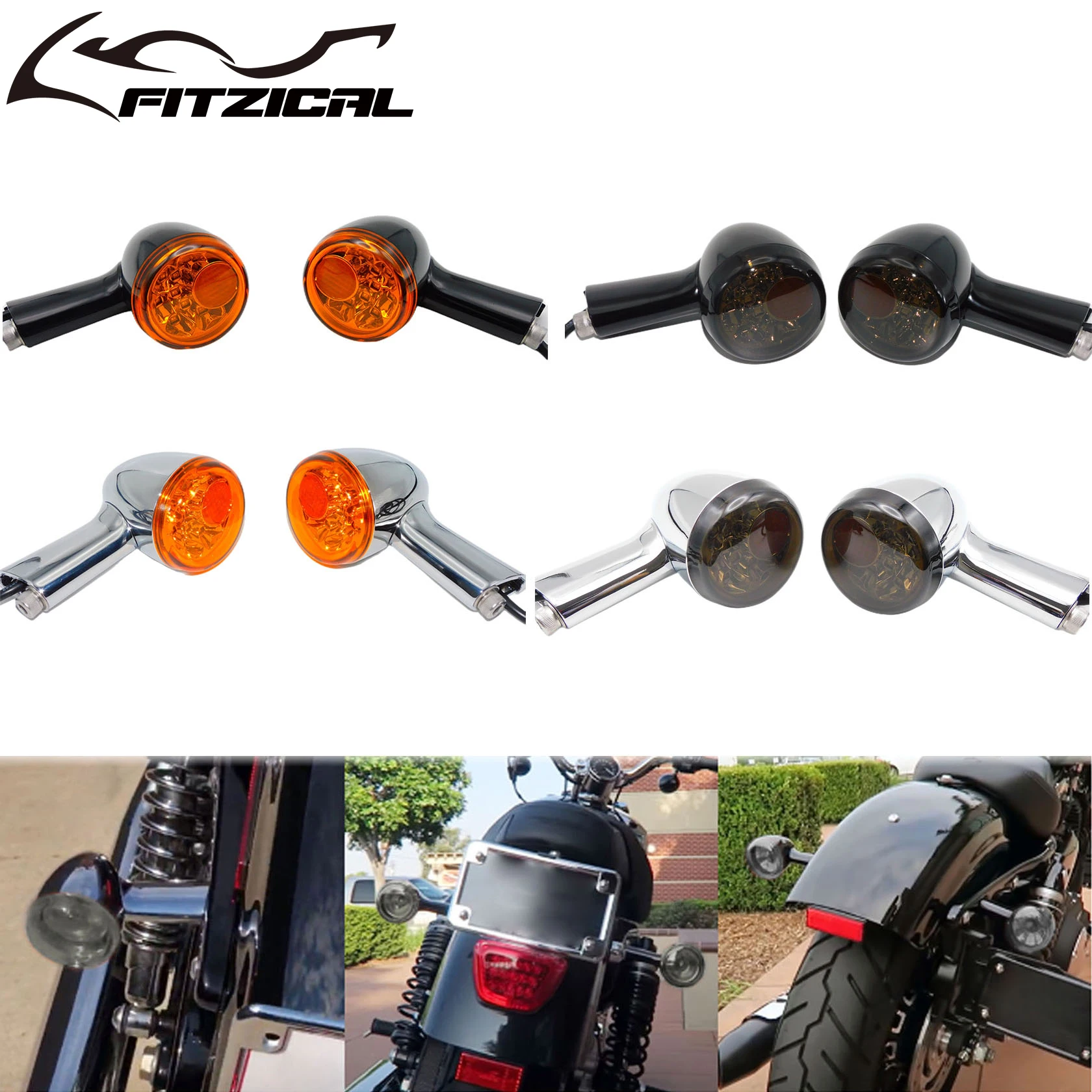 Motorcycle Rear Turn Signals Indicators LED Brake Lights For Harley Sportster 883 Iron XL1200 Roadster Super Low Custom 1992-22