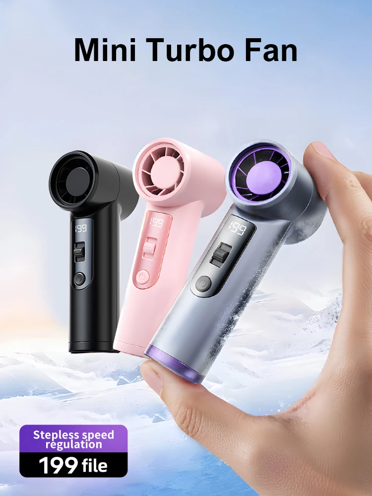 

100-скоростной ручной вентилятор с зарядкой через USB, мини-открытый портативный жестокий турбовентилятор с датчиком льда, пушка с ураганом для домашнего офиса