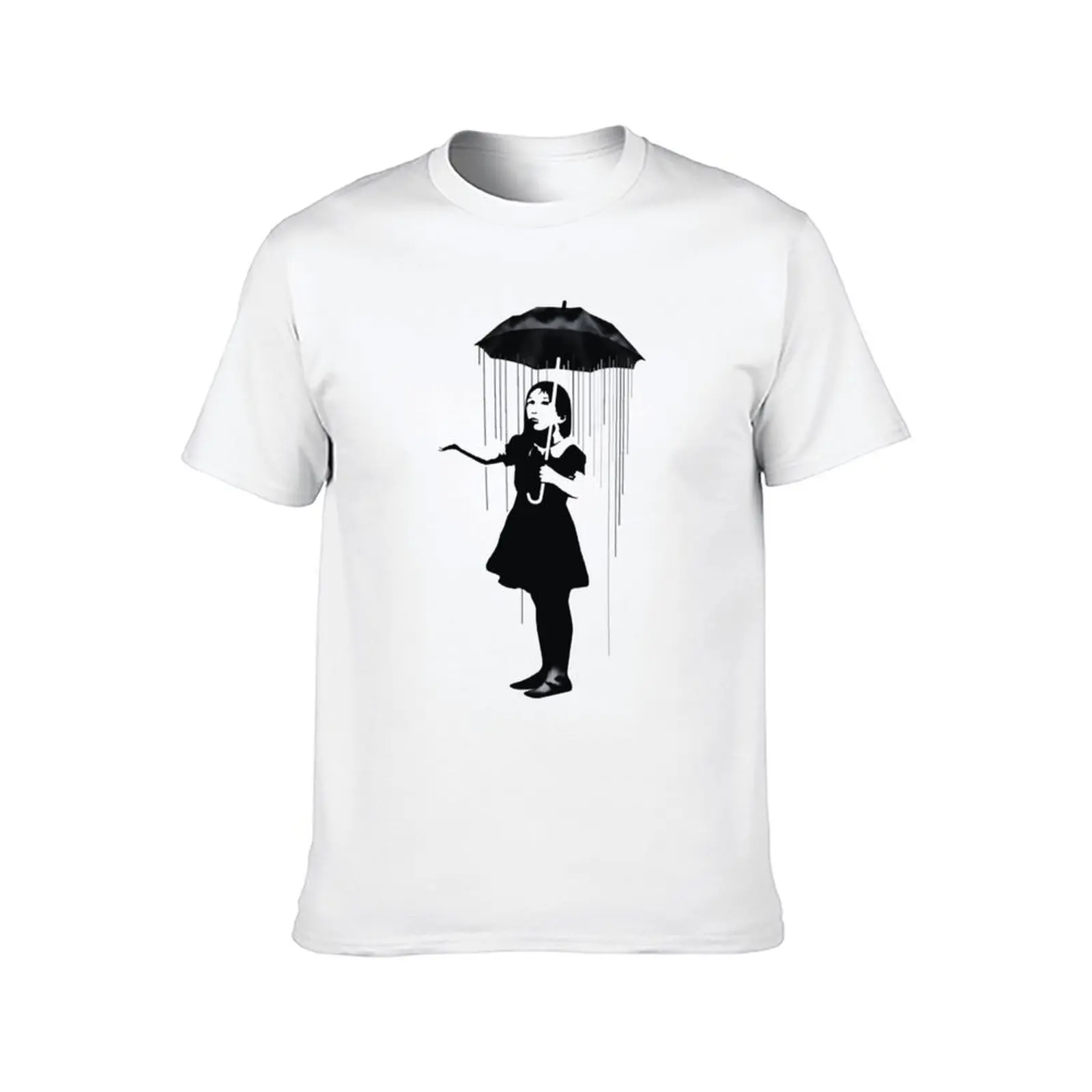 Banksy Girl With Umbrella T-Shirt gifts for boyfriend vintage clothes anime Funny t-shirt mens graphic t-shirts pack