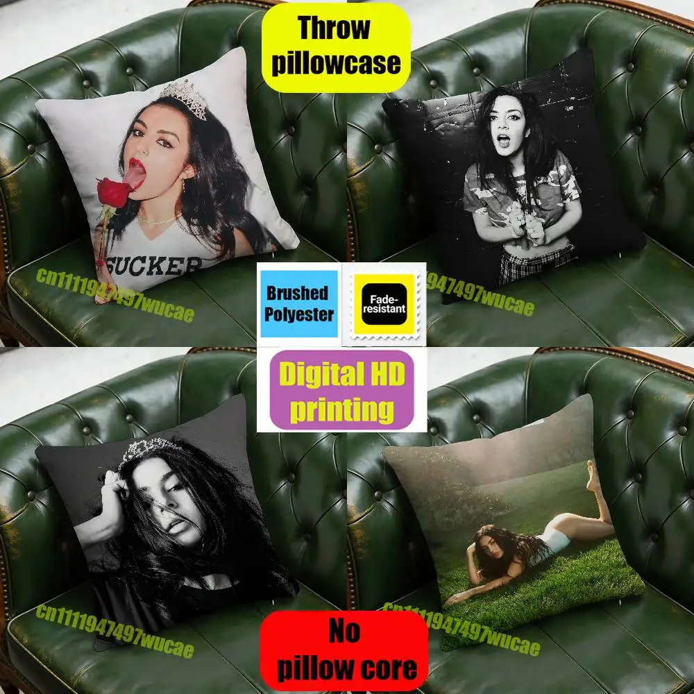 For Charli Xcx Music Fashion Film Throw Pillow Case 40x40cm Car Custom Square Pillowcase Pad Cushion Cover