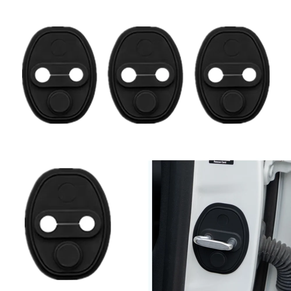 

4PCS Door Lock Cover Protective Cover Silicone Car Door Lock Anti-collision Deadener Damper Cushion Decoration for Car SUV