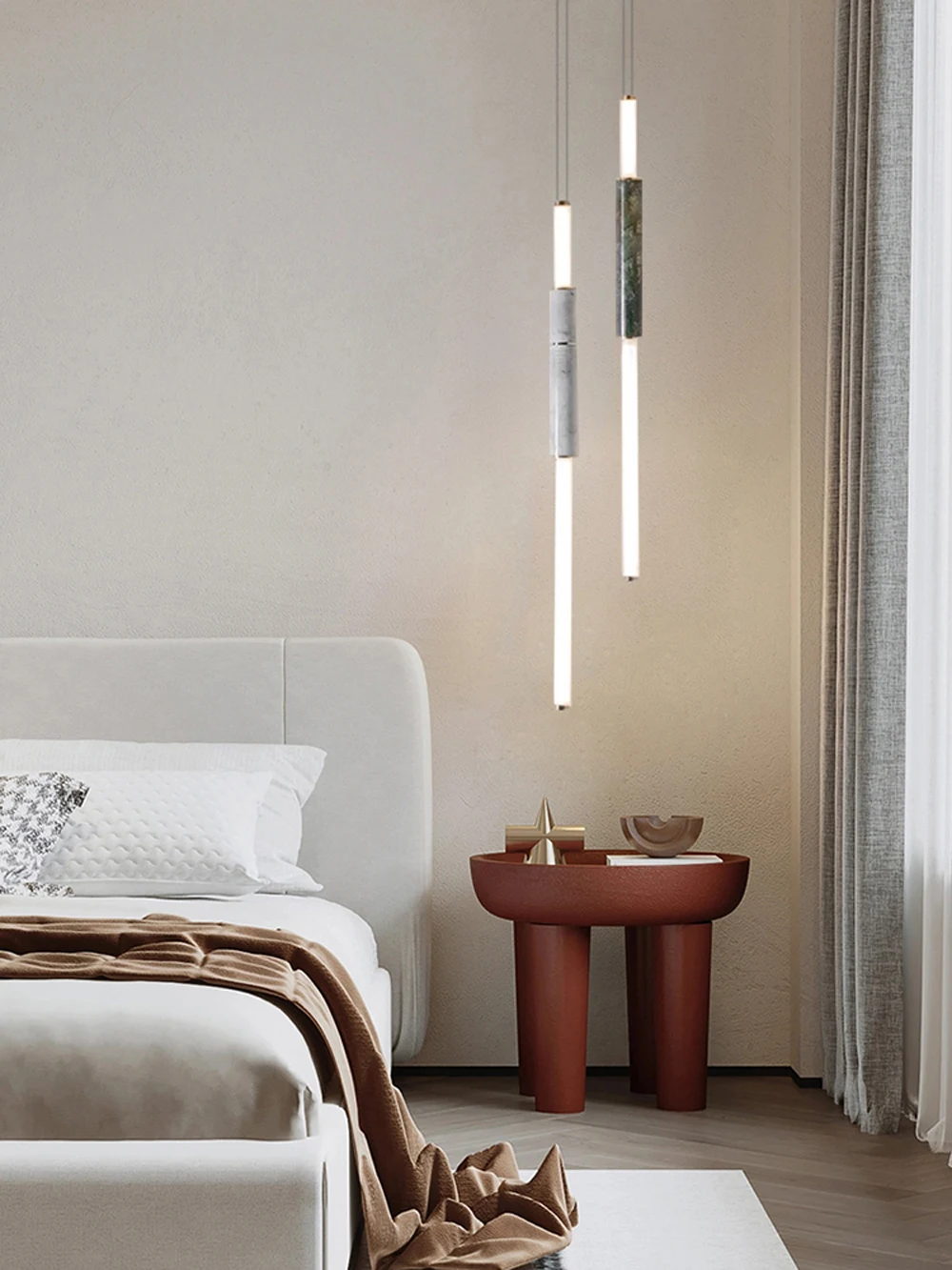Dimmable LED Marble Linear Chandelier Alabaster