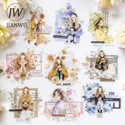 JIANWU 10 Sheets The Romance of A Bouquet Series Vintage Character Material Collage PET Sticker Creative DIY Journal Stationery