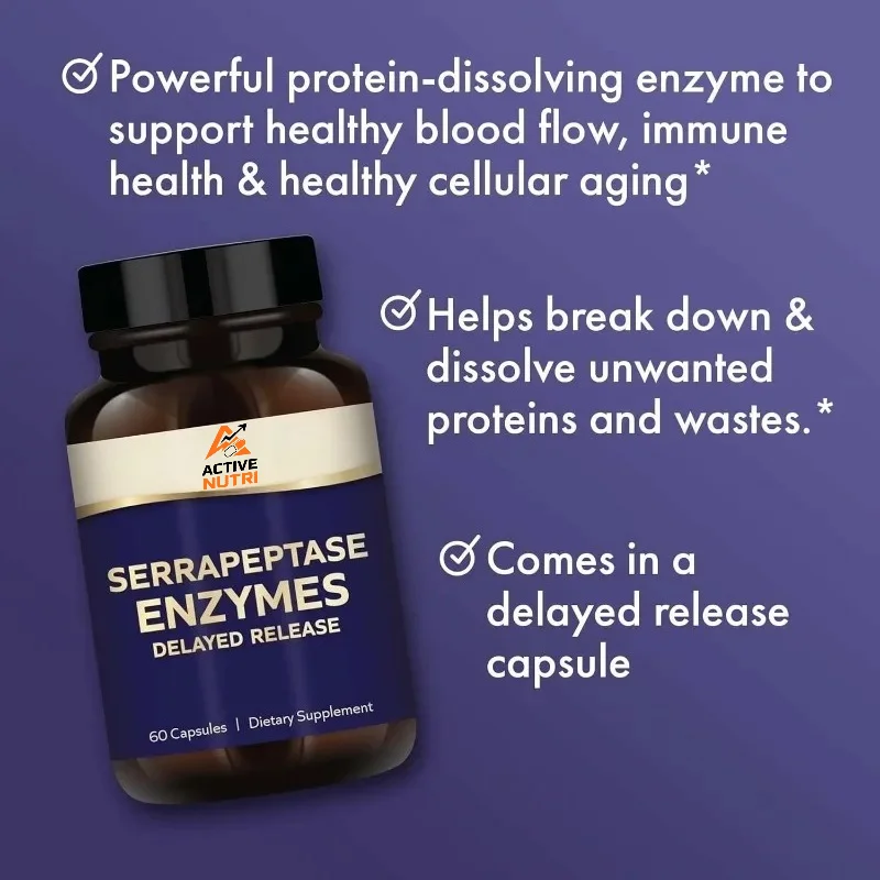 Serrapeptase Enzyme Capsule - Supports Healthy Cellular Function, Non GMO, Gluten Free, and Soy Free -60 Capsules