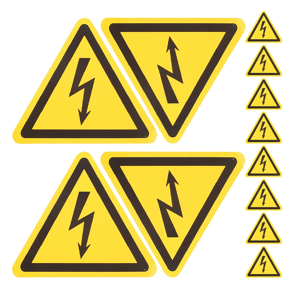 12Pcs Electrical Panel Warning Stickers High Voltage Triangle Signs Safety Warning Labels Caution Electrical Stickers