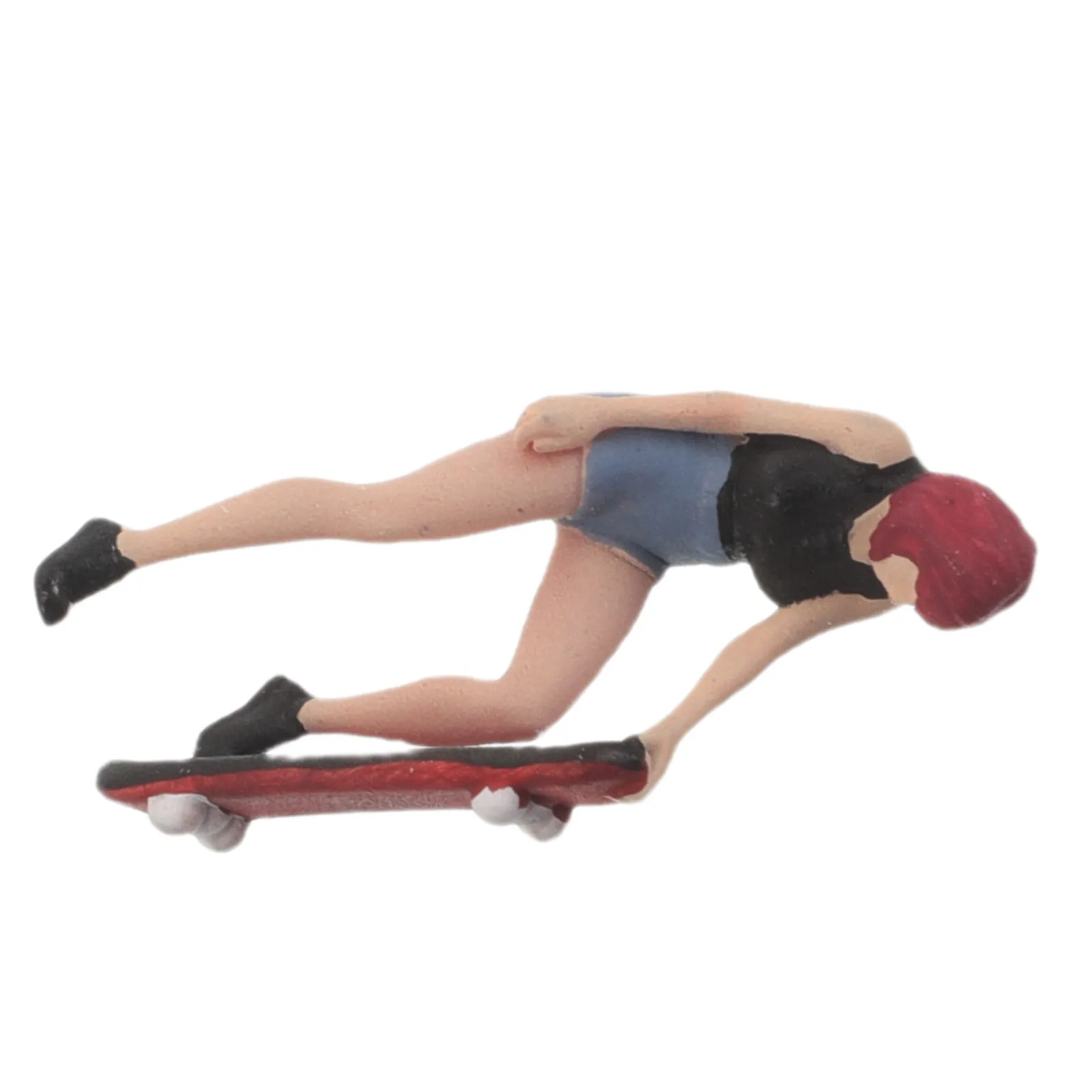 Skateboard Girl 1:64 Scale Hand Painted Resin Miniature People for Dollhouse Diorama Micro World Scene Decor Skatepark Urban