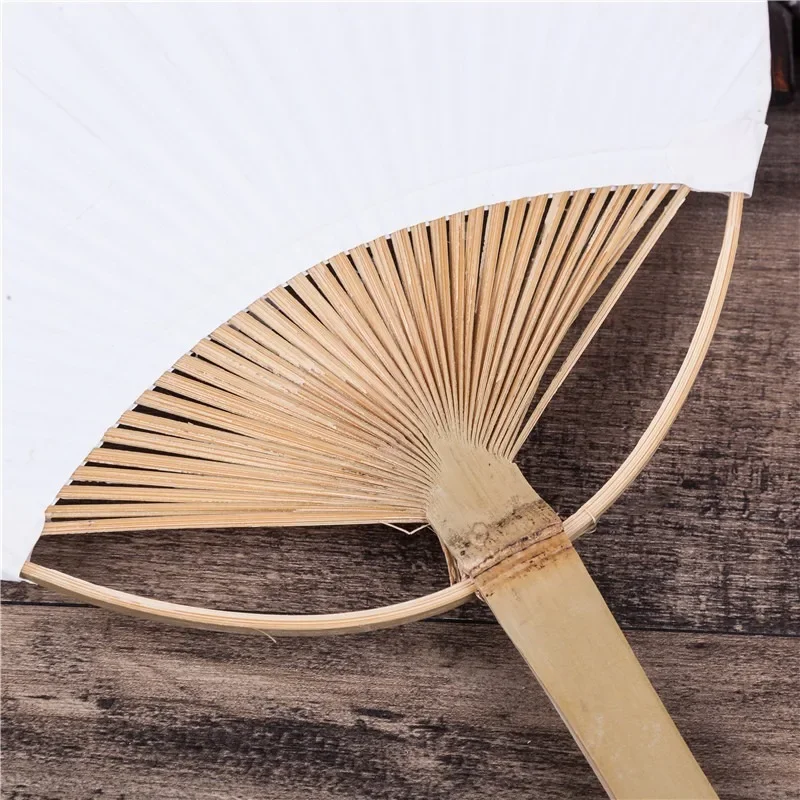 Imagem -02 - Pure White Bamboo Handle Fans Pai Pai Bambu em Branco Caligrafia Pintura Grupo Verão Ventilador de Mão 60 Pcs 20 Pcs Lot