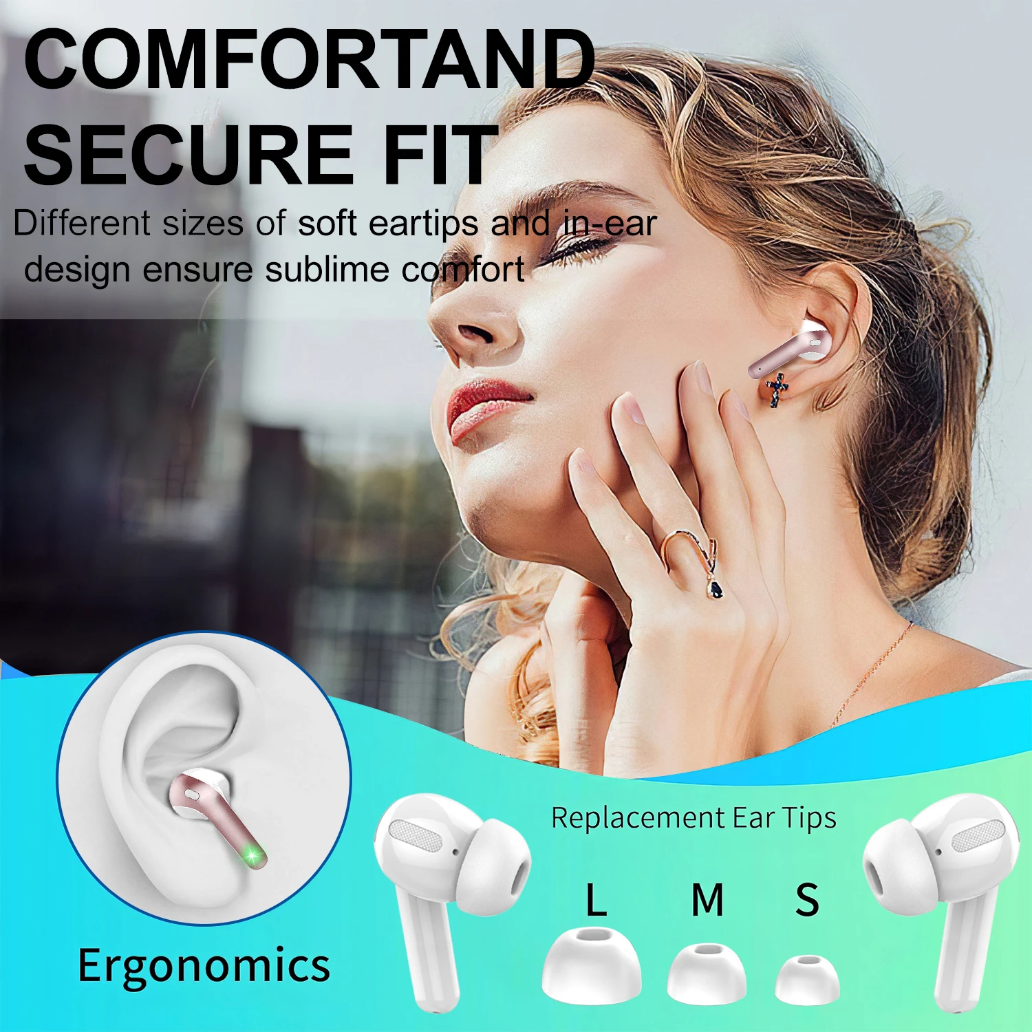 LIFEBEE Wireless Earbuds For Men/Women, Wireless Headset With Earbud Tips, Earphones With Noise Cancellation And LED Display