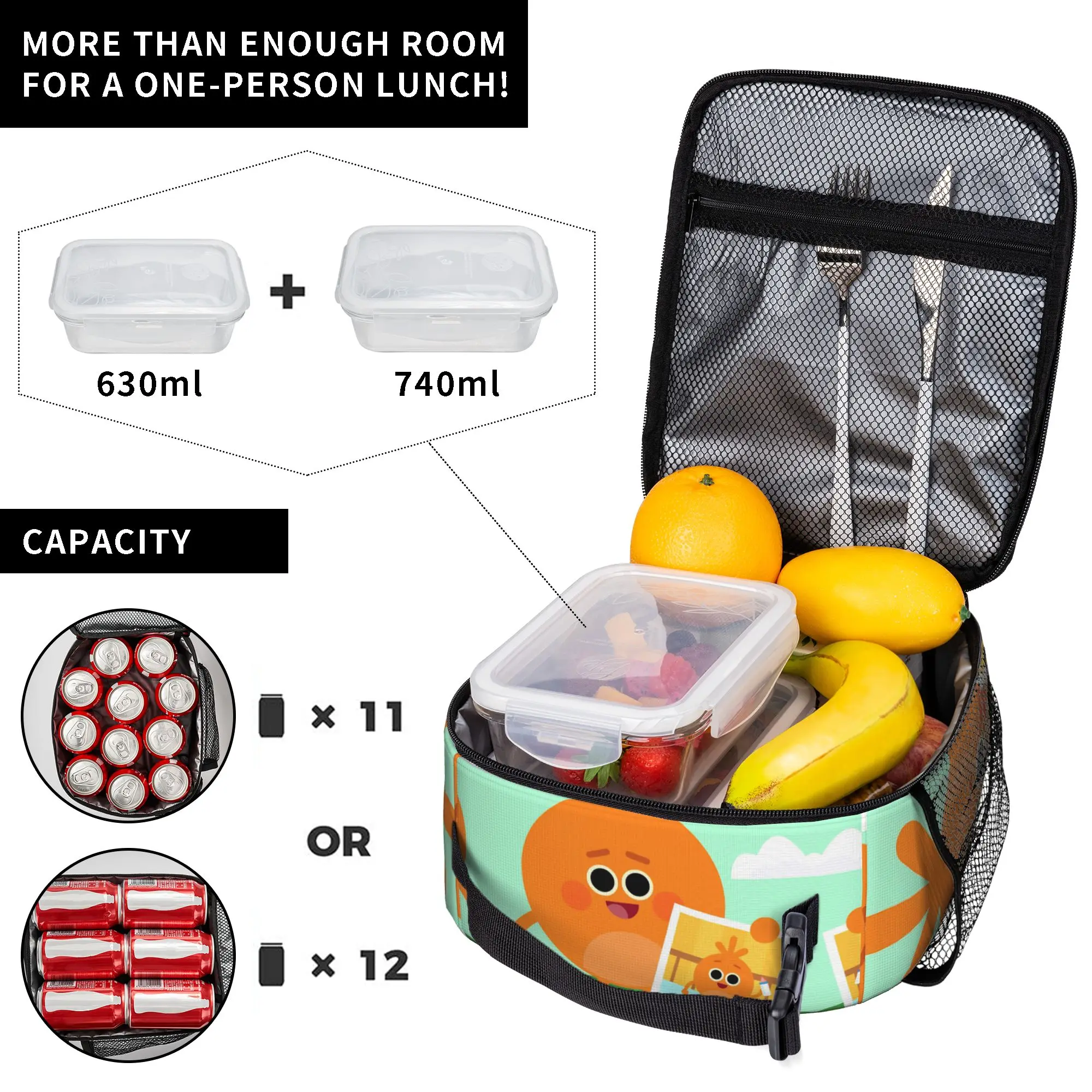 Bumbles Educational Cartoon Nums Tote Insulated Lunch Bag Stumble Portable Food Bags Reusable Thermal Cooler For Picnic Spacious