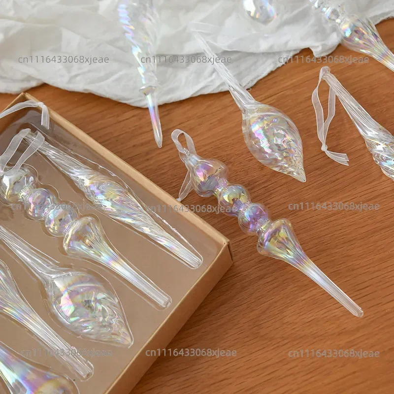 Christmas decoration special-shaped glass ball pendant Christmas tree decoration pendant colorful water drop decoration