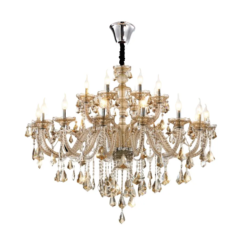 

Candle lamp living room atmosphere with duplex floor villa crystal glass pipe crane