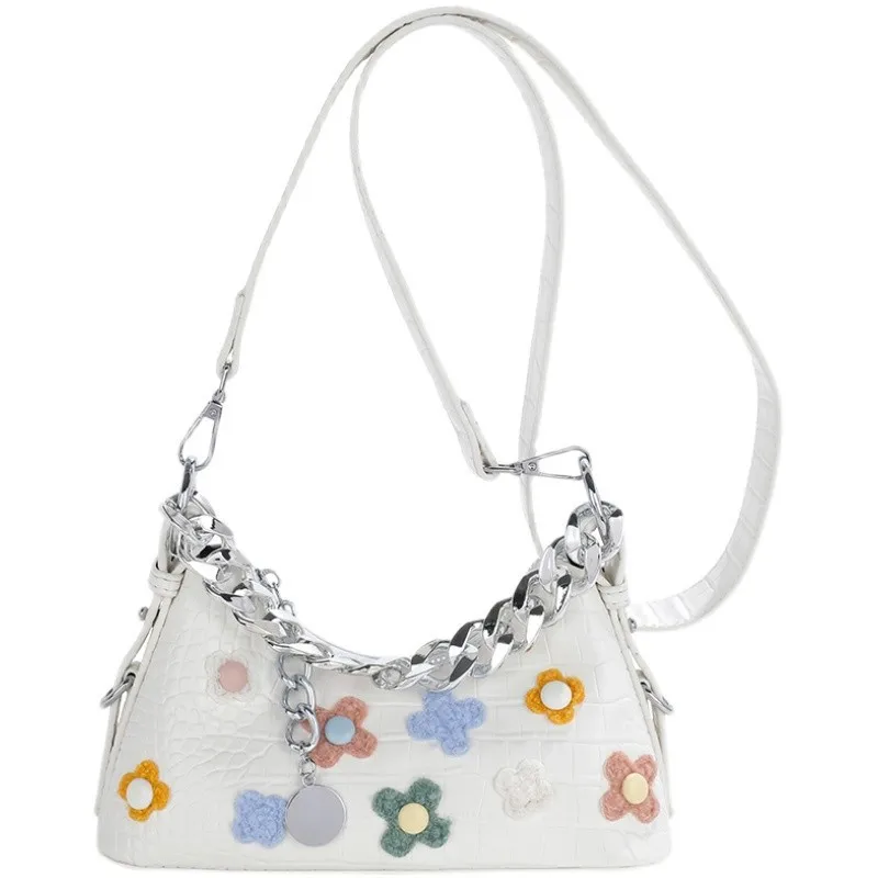 Bolso de Baguette de flores para mujer, bolso de nicho de textura de alta calidad, bolso cruzado, nuevo