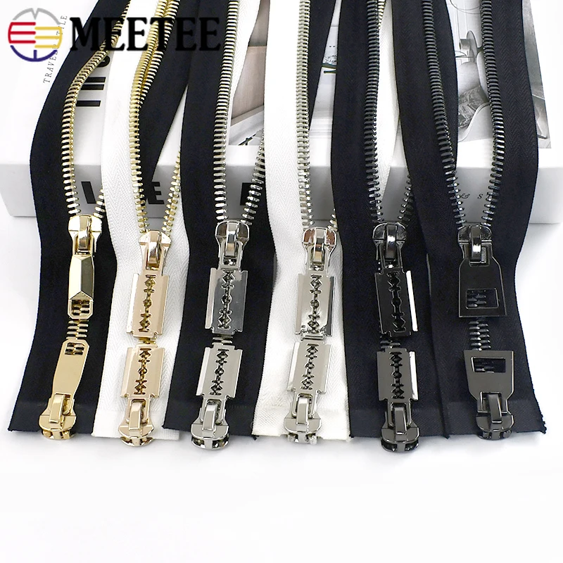 

Meetee 1Pc 85/100/120cm 10# Metal Zipper Double Open Two-way Large Zippers for Down Jacket Coat Sewing Zips DIY Repair Kits Zip