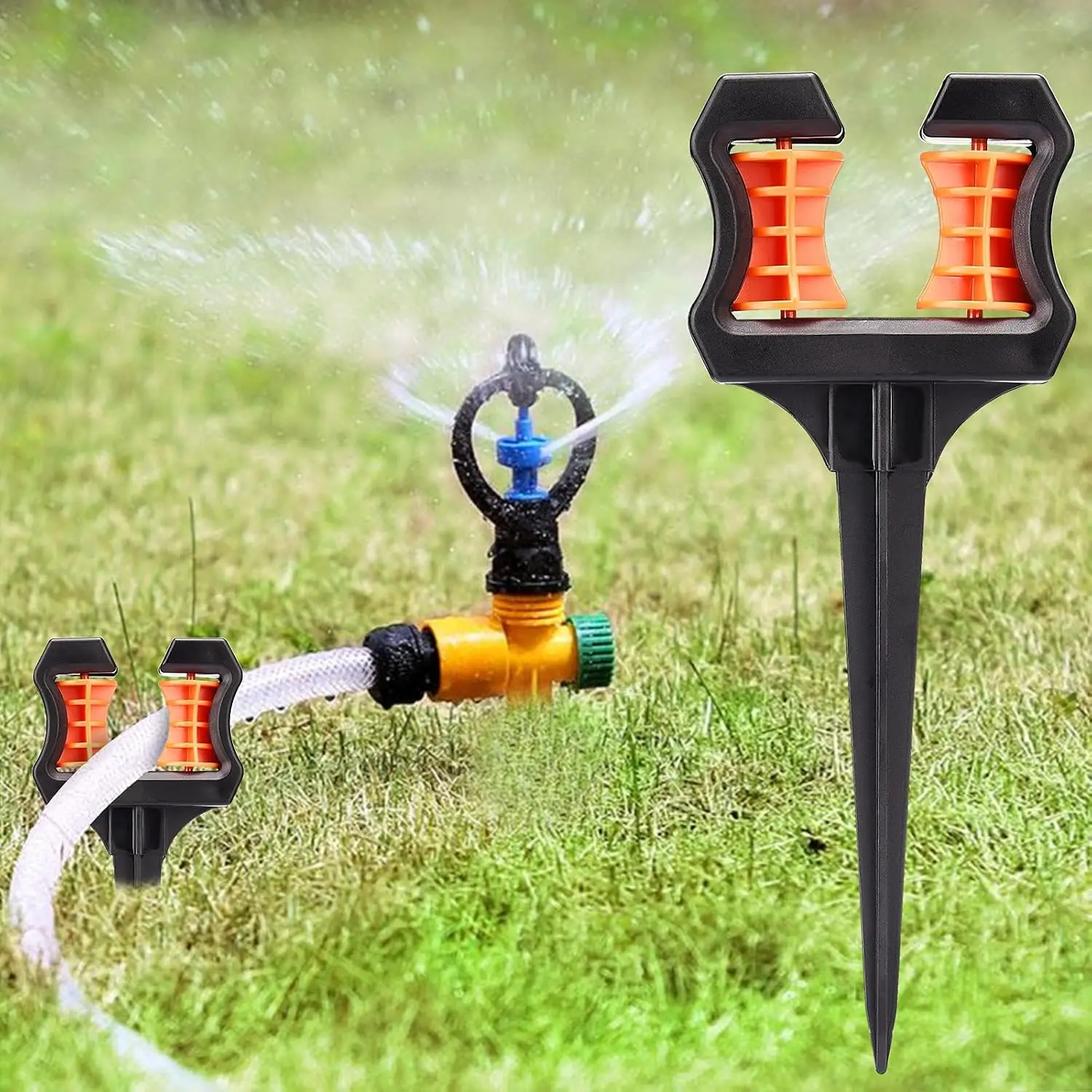 Outdoor Water Hose Guide Stakes Garden Irrigation Hose Support Bracket Yard Lawn Landscape Pipe Protector Holder Ground Spike