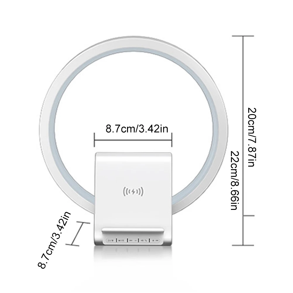 Altoparlante compatibile Bluetooth Altoparlante di ricarica wireless da 15 W Luce notturna dimmerabile per ufficio Camera da letto Casa Regalo per bambini per adolescenti