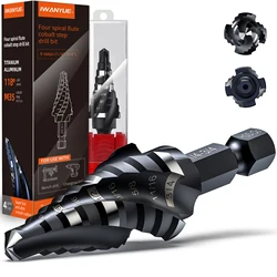 1WANYUE HSS 4 Spiral Flute M35 Cobalt Step Drill Bit 1/4