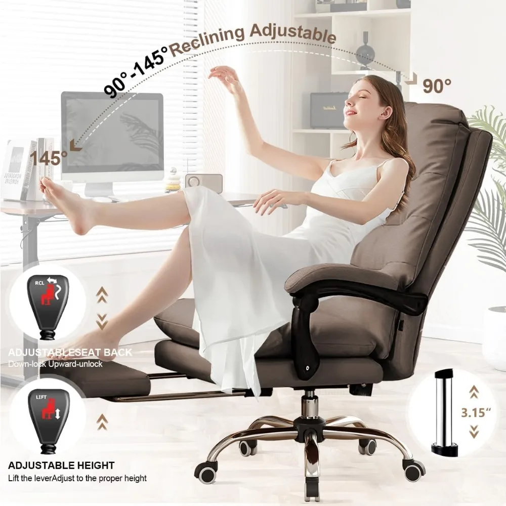 Ergonomic High-Back Gaming and Executive Office Chair with Footrest for Comfortable Desk Use