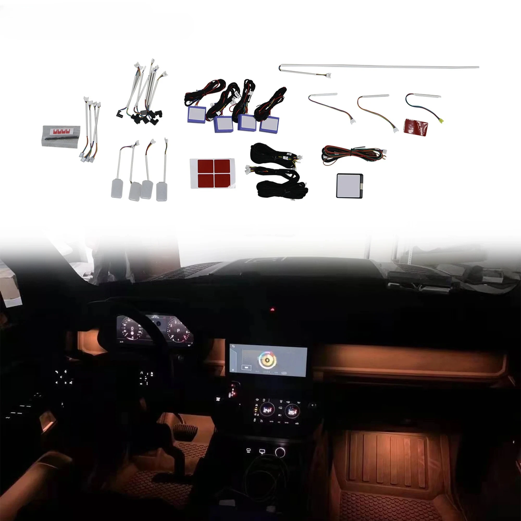 

Эксклюзивные аксессуары для салона автомобиля Land Rover Defender, декоративные окружающие освещение, светодиодные автомобильные окружающие освещение