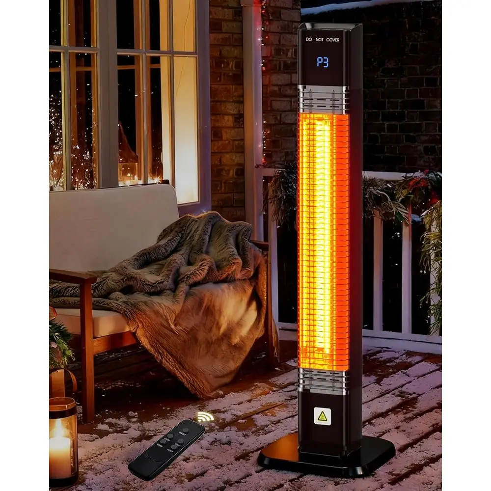

1500W Infrared Electric Patio Heater with Remote and Touch Controls, 24-Hour Timer, 3 Heat Levels, Quiet Operation, and Safety F