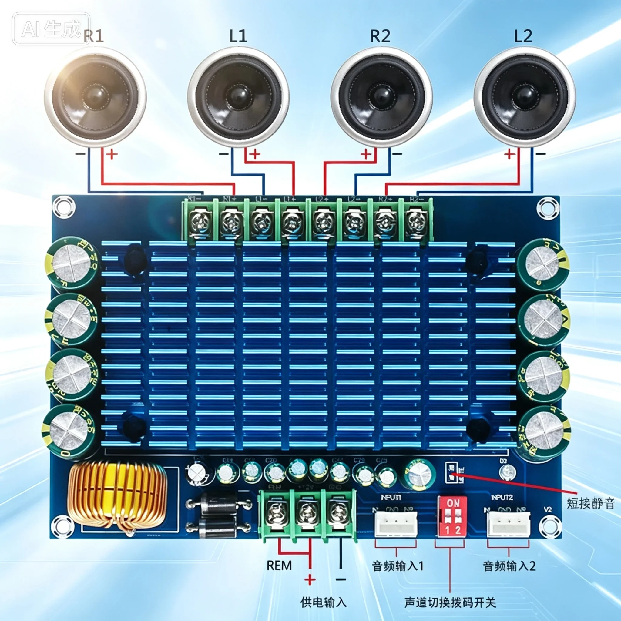 High Power 4*50W 4 Channel Amplifier Board for Hifi Car Audio TDA7850, Vehicle Speaker Driver Board