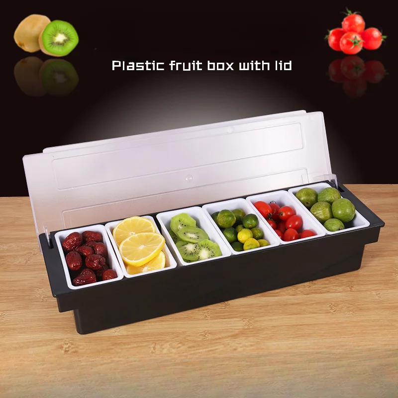 Condiment Server Condiment Dispenser Tray With Hinged Cover Strip Fruit Box 4 Trays Suitable For Restaurant Buffet