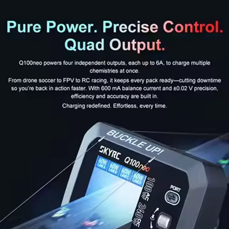 SKYRC Q100neo AC/DC Multi-Function Smart Charger 2.8inch 100W DC 240W for LiPo/LiHV/LiFe/Lilon/NiMH/NiCd/Pb Battery Charger